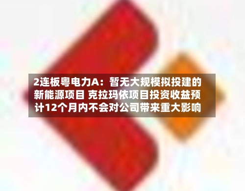 2连板粤电力A：暂无大规模拟投建的新能源项目 克拉玛依项目投资收益预计12个月内不会对公司带来重大影响-第2张图片