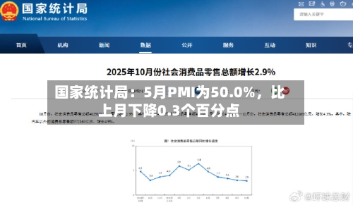国家统计局：5月PMI为50.0%	，比上月下降0.3个百分点-第2张图片