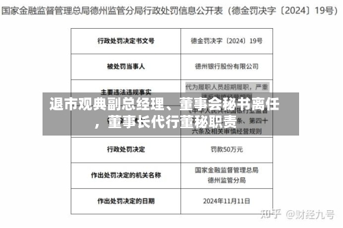 退市观典副总经理、董事会秘书离任,董事长代行董秘职责