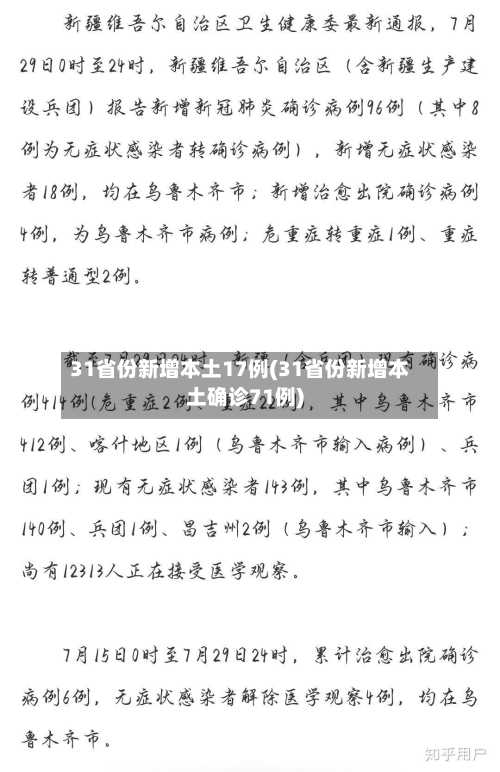 31省份新增本土17例(31省份新增本土确诊71例)